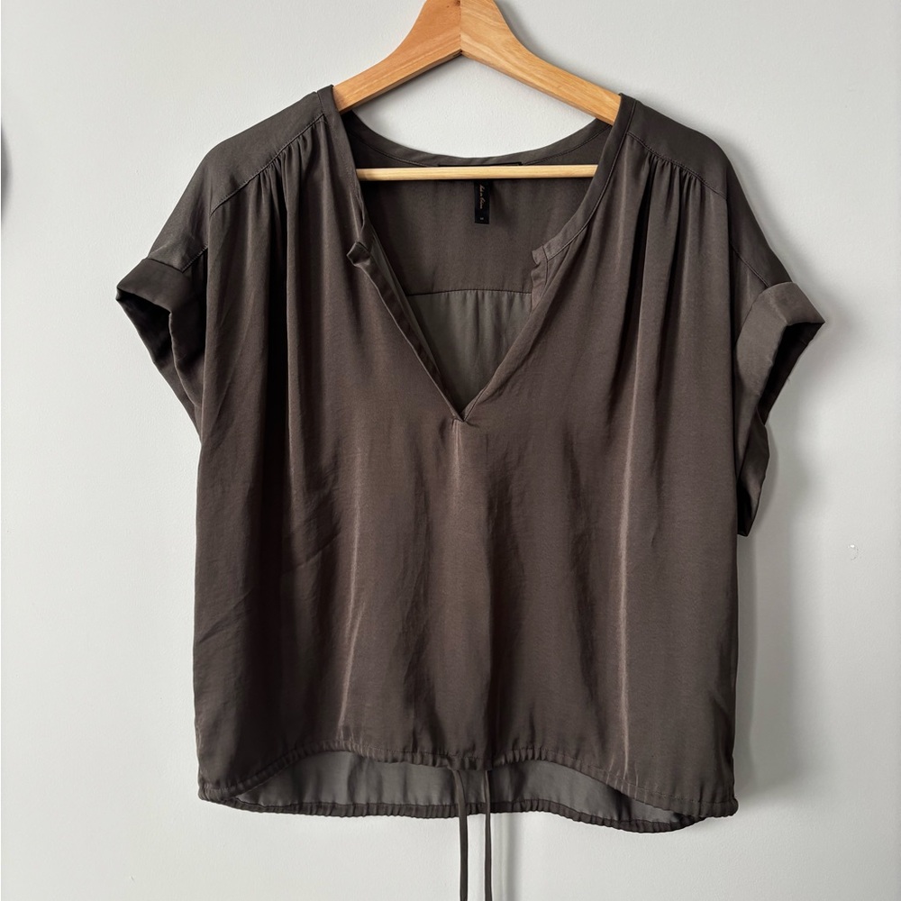 BCBGMaxAzria Women's V-Neck Blouse - Dark Grey